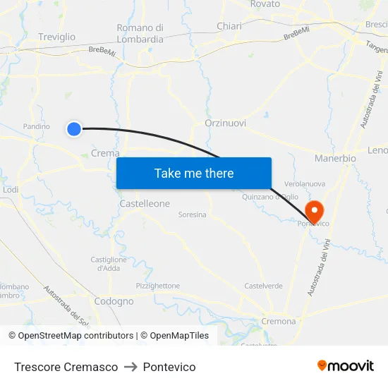Trescore Cremasco to Pontevico map