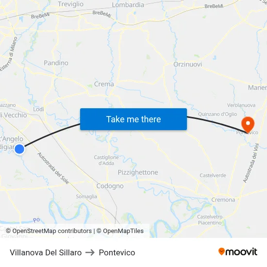 Villanova Del Sillaro to Pontevico map
