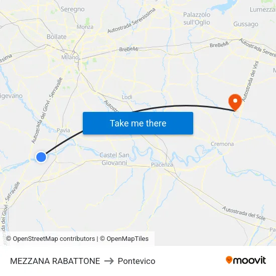 Mezzana Rabattone to Pontevico map