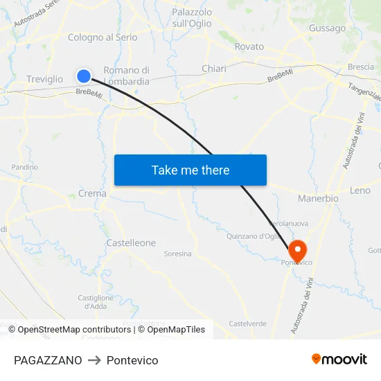 PAGAZZANO to Pontevico map