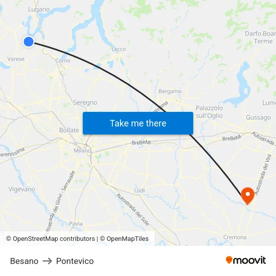 Besano to Pontevico map