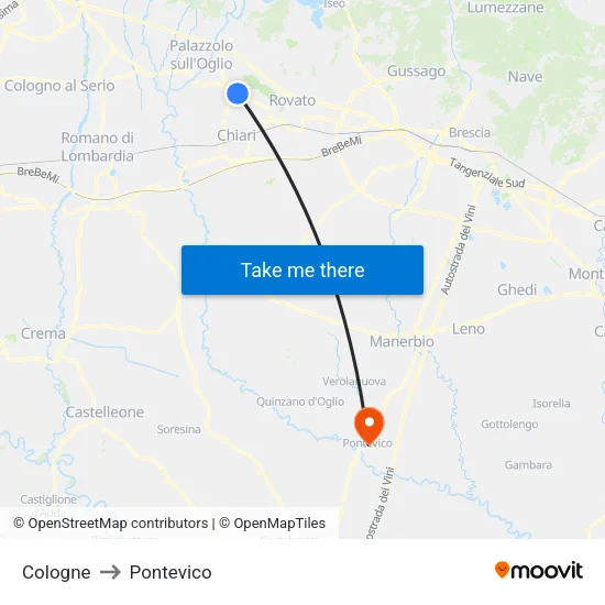 Cologne to Pontevico map