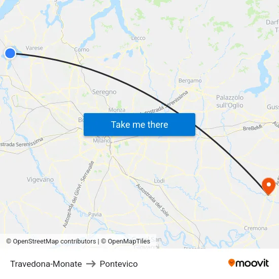 Travedona-Monate to Pontevico map