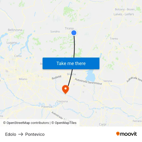 Edolo to Pontevico map