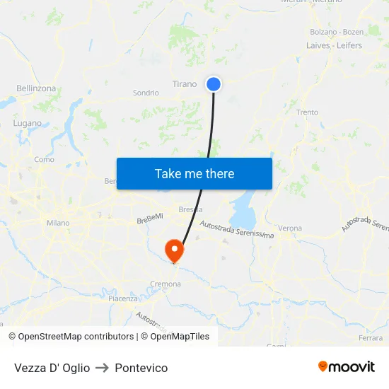 Vezza D' Oglio to Pontevico map