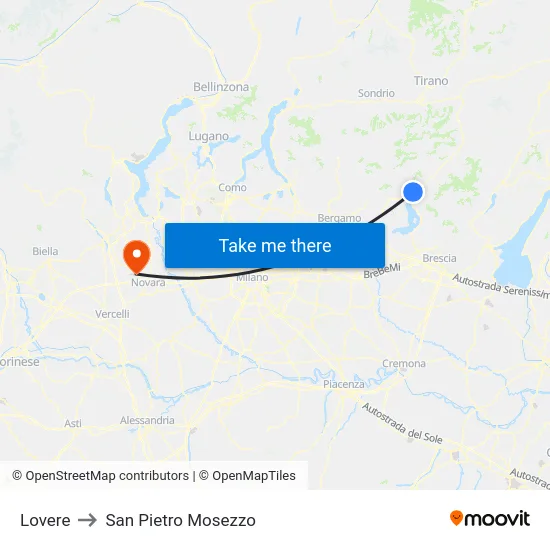Lovere to San Pietro Mosezzo map