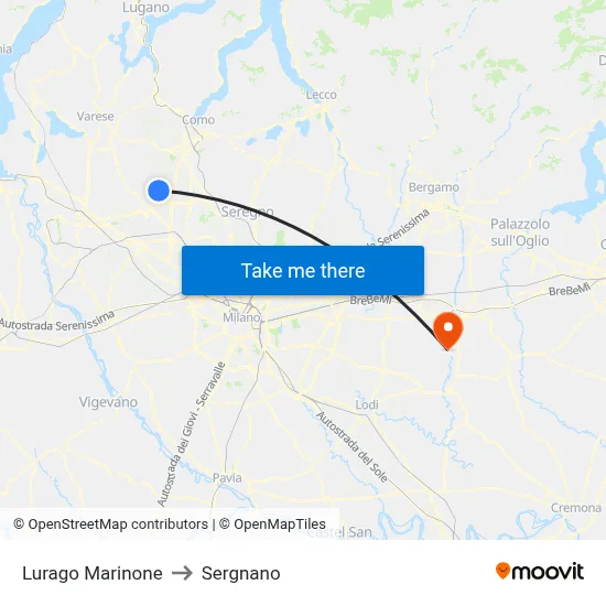Lurago Marinone to Sergnano map
