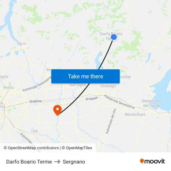 Darfo Boario Terme to Sergnano map