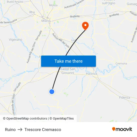 Ruino to Trescore Cremasco map