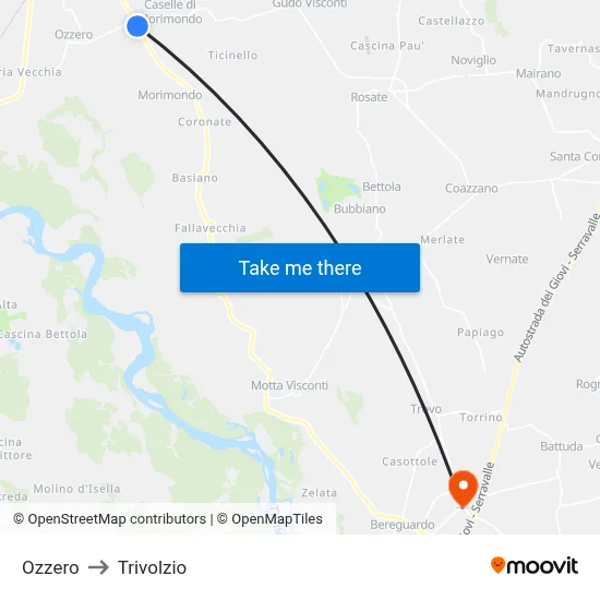 Ozzero to Trivolzio map