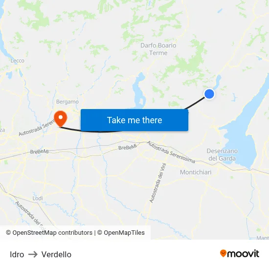 Idro to Verdello map