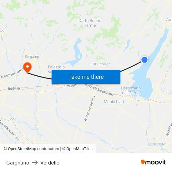 Gargnano to Verdello map