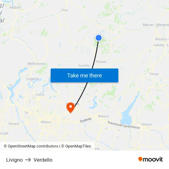 Livigno to Verdello map