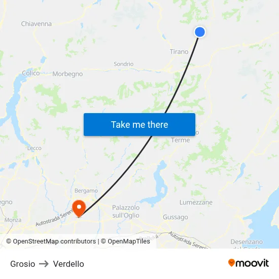 Grosio to Verdello map