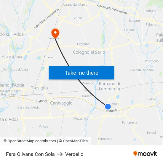 Fara Olivana Con Sola to Verdello map