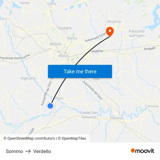 Sommo to Verdello map
