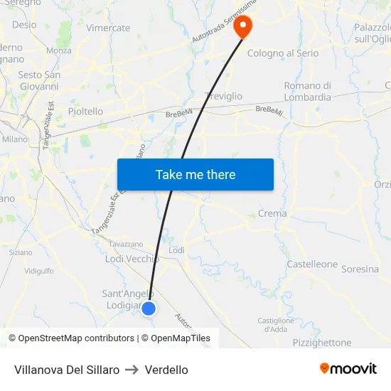 Villanova Del Sillaro to Verdello map