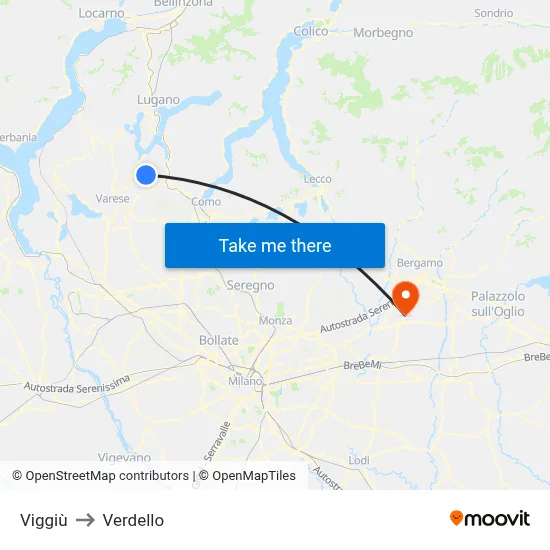 Viggiù to Verdello map