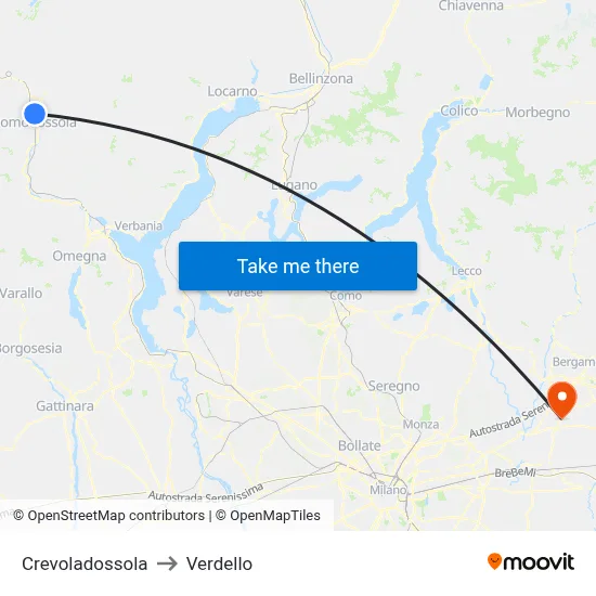 Crevoladossola to Verdello map