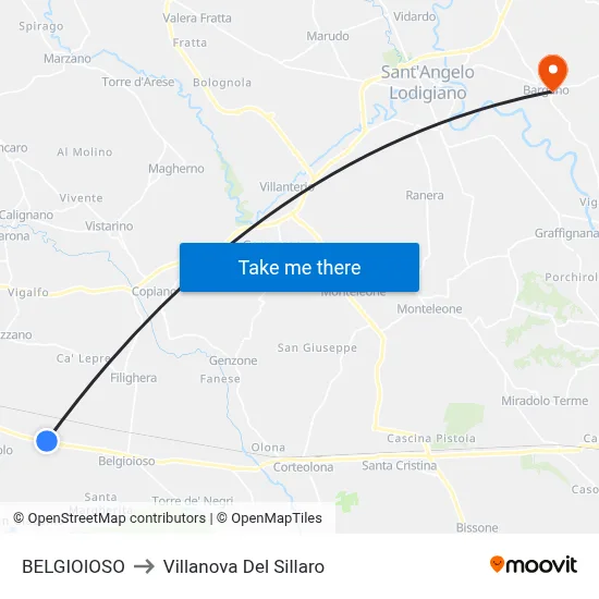 Belgioioso to Villanova Del Sillaro map