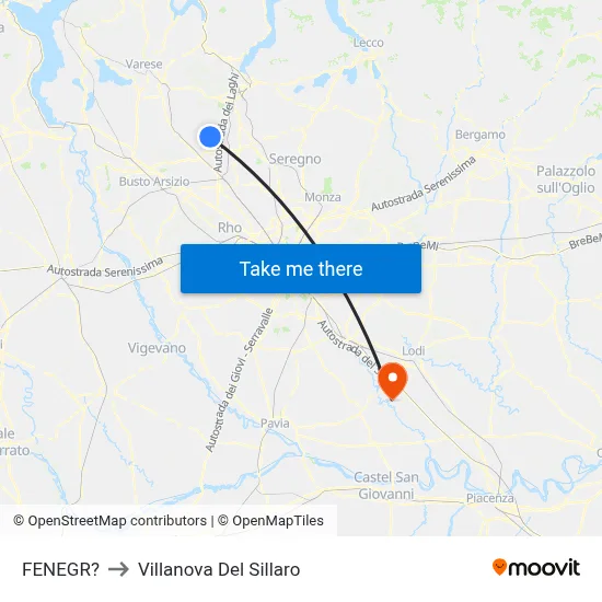 Fenegro to Villanova Del Sillaro map