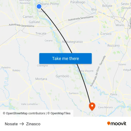 Nosate to Zinasco map