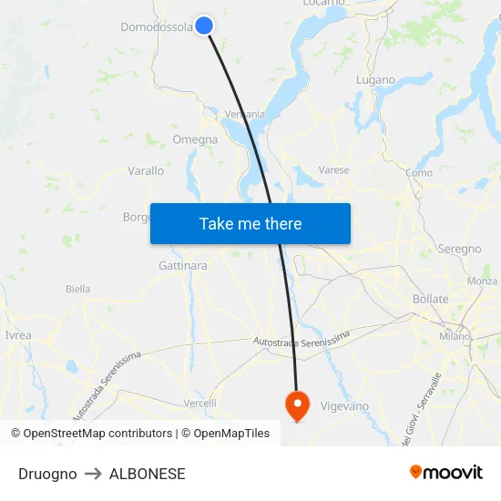 Druogno to ALBONESE map