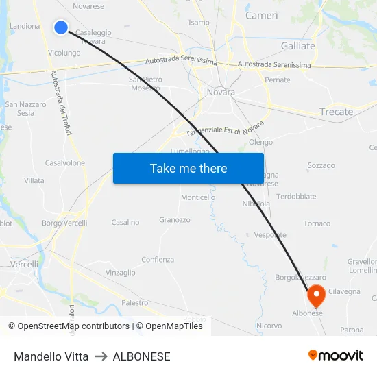 Mandello Vitta to ALBONESE map