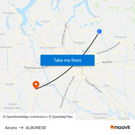 Airuno to Albonese map