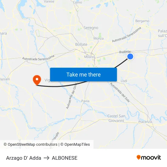 Arzago D' Adda to ALBONESE map