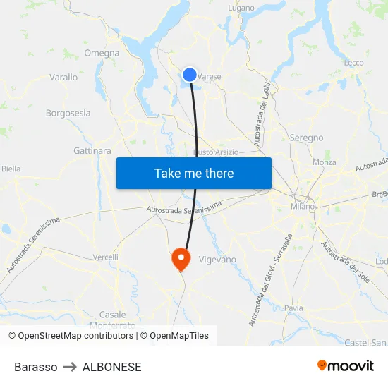 Barasso to Albonese map