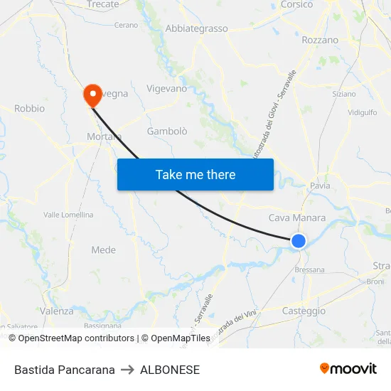 Bastida Pancarana to Albonese map