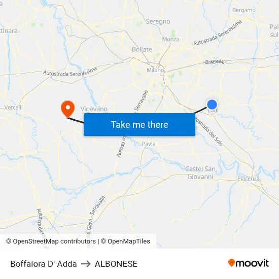 Boffalora D'Adda to Albonese map