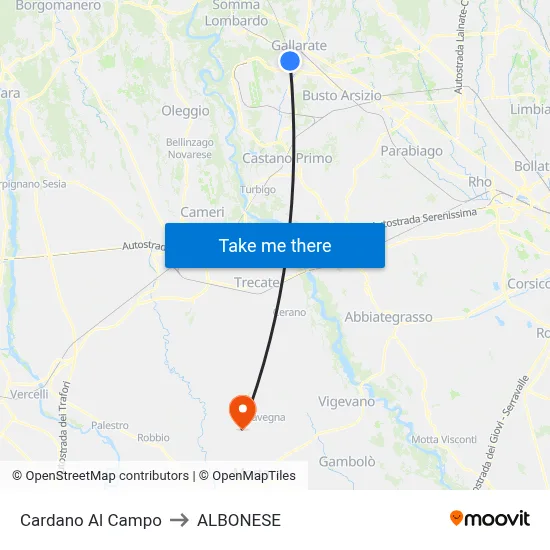 Cardano Al Campo to ALBONESE map