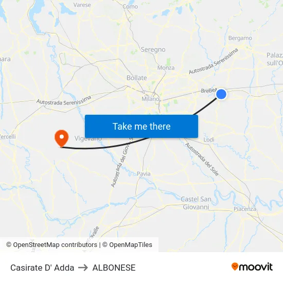Casirate D' Adda to ALBONESE map