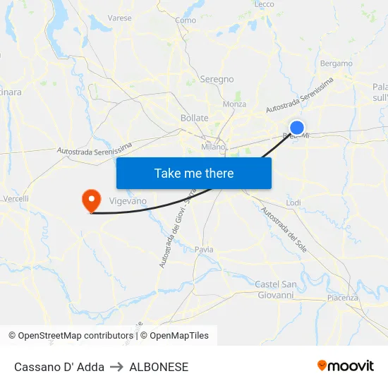 Cassano D' Adda to ALBONESE map