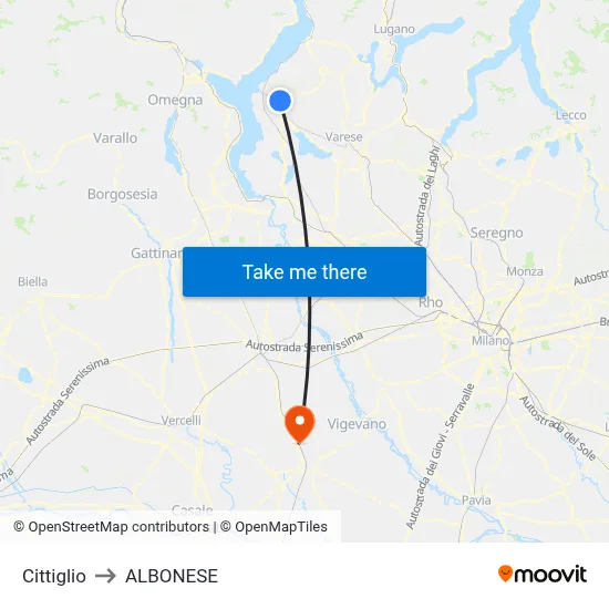 Cittiglio to Albonese map