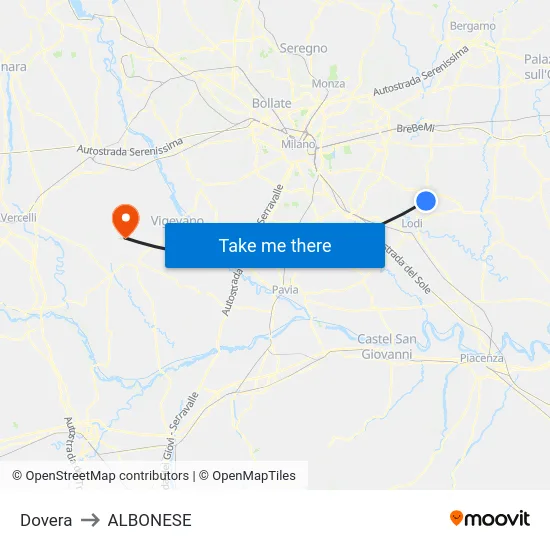 Dovera to Albonese map