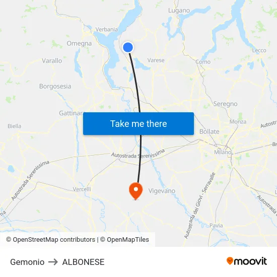 Gemonio to Albonese map