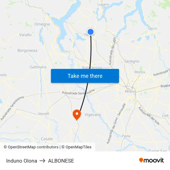 Induno Olona to Albonese map