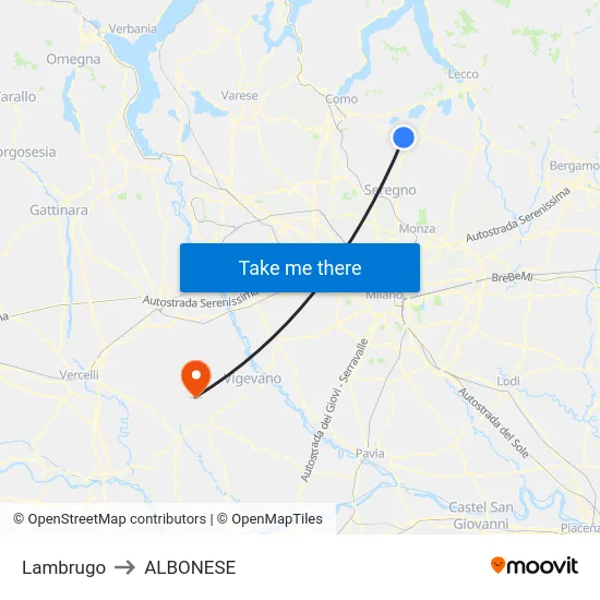 Lambrugo to Albonese map