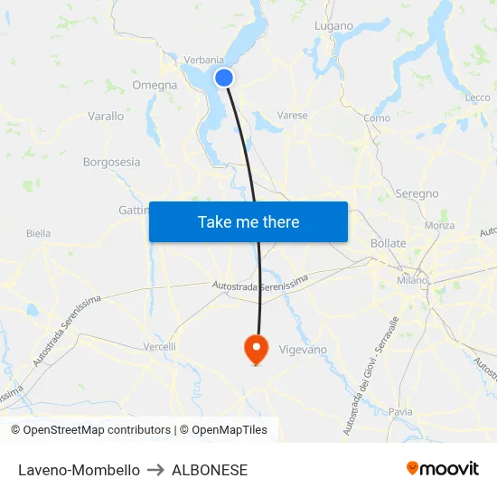 Laveno-Mombello to Albonese map