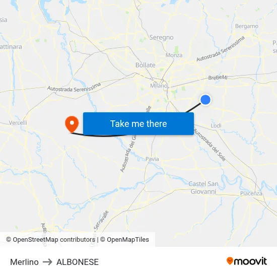 Merlino to Albonese map
