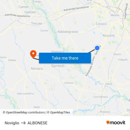 Noviglio to ALBONESE map