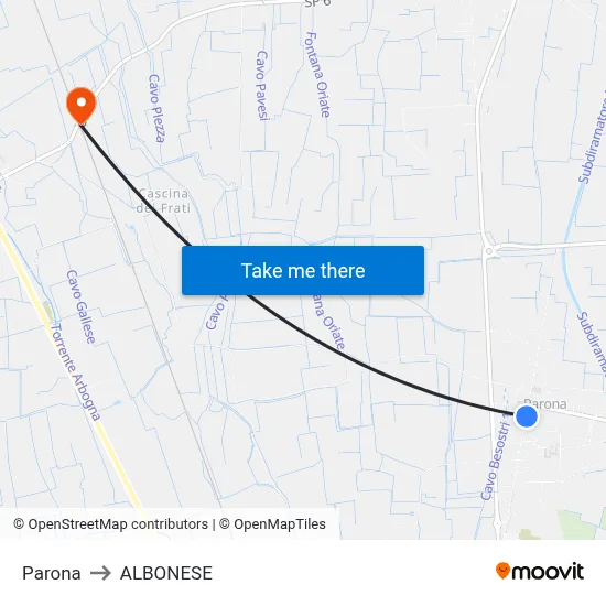Parona to Albonese map