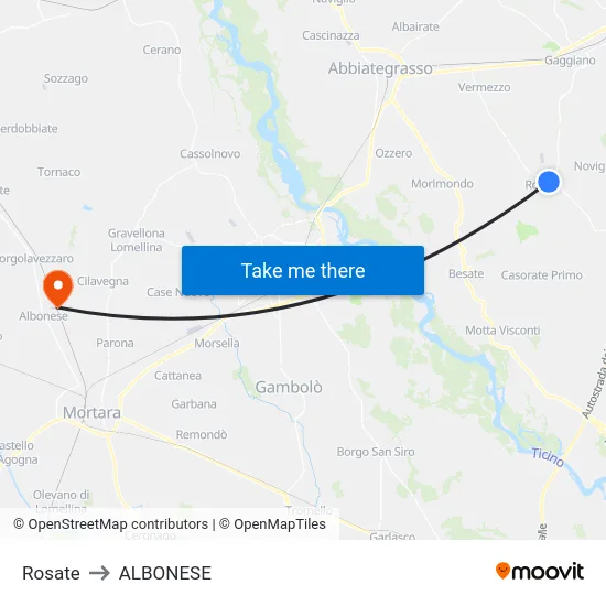 Rosate to ALBONESE map