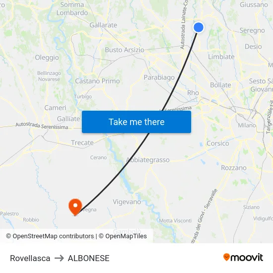 Rovellasca to ALBONESE map