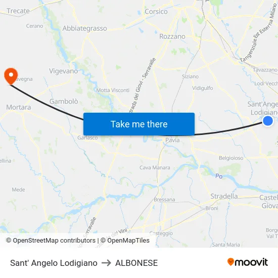 Sant' Angelo Lodigiano to ALBONESE map