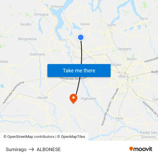 Sumirago to ALBONESE map