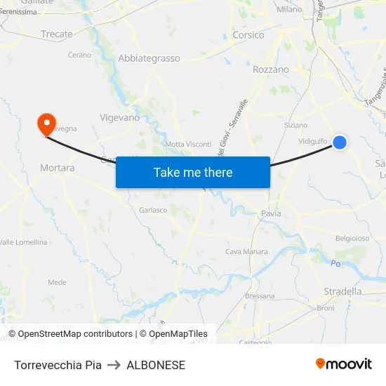 Torrevecchia Pia to ALBONESE map